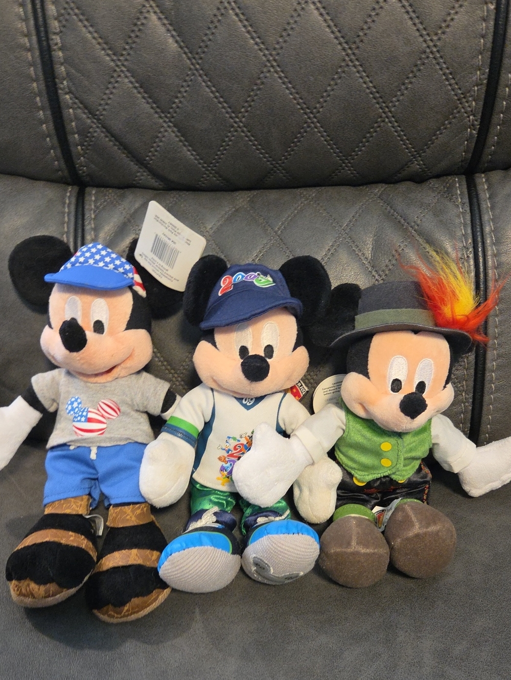 Disney Mickey Mouse Plush Trio - Black, Blue, Green Accents